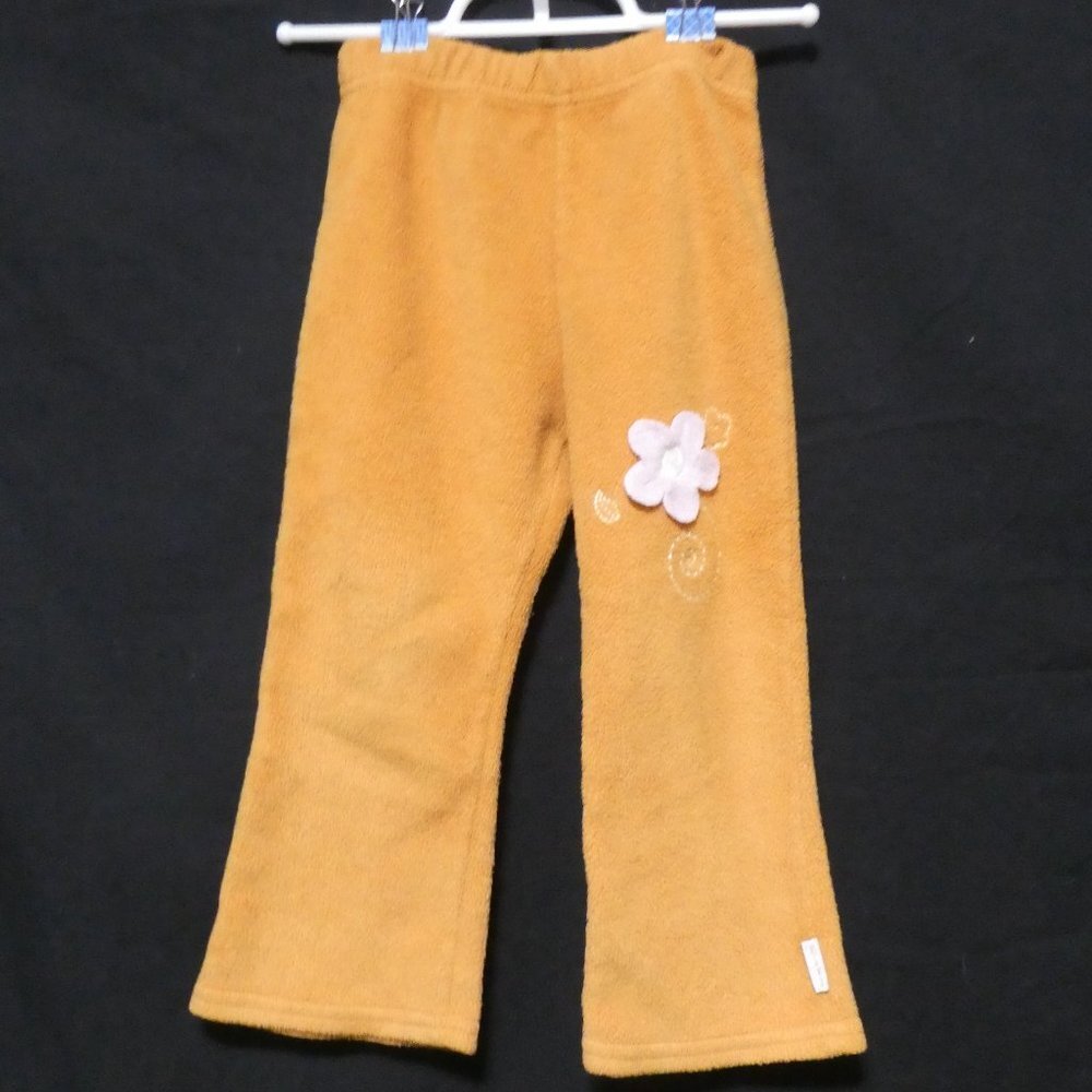 ROOTS GIRL | 3 XL | Orange Fleece Pants with Flower Design On Leg